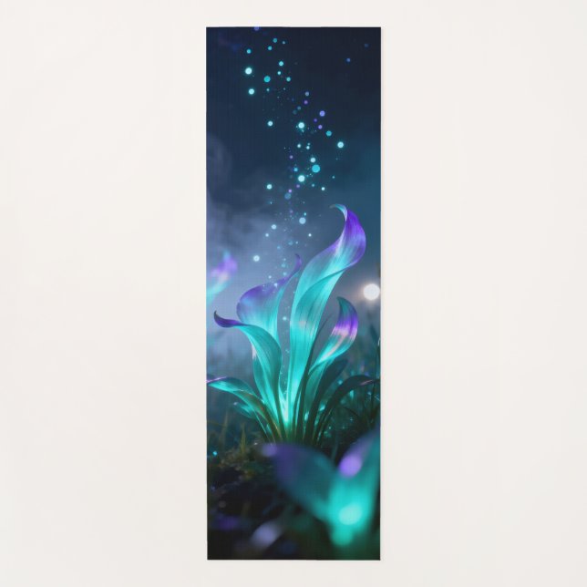strange meadow of glowing plants  yoga mat (Front)