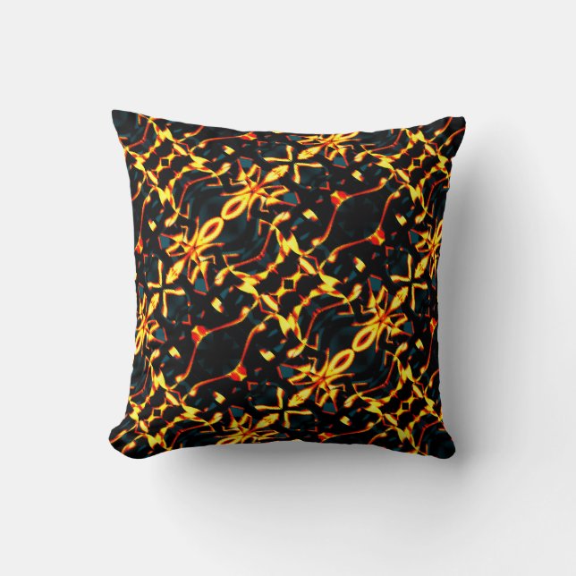 Strange mirrored red yellow, cyano fund cushion (Front)