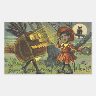 Strange Sights are Seen on Halloween Vintage Rectangular Sticker