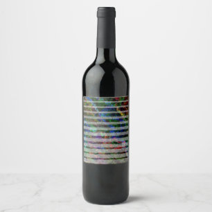 Strange stripes and colourful scratches and lines wine label