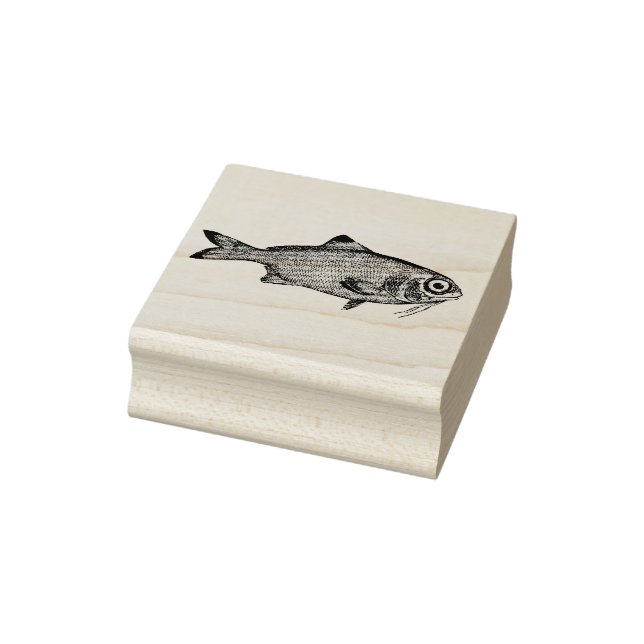 Strange vintage fish drawing rubber stamp (Stamp)