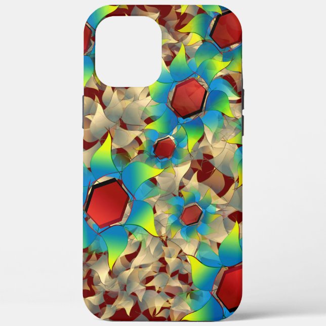 Strange virtual flowers, bluish petals on dark red Case-Mate iPhone case (Back)
