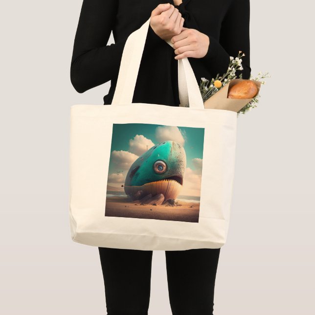 Strange Whale Large Tote Bag (Front (Product))