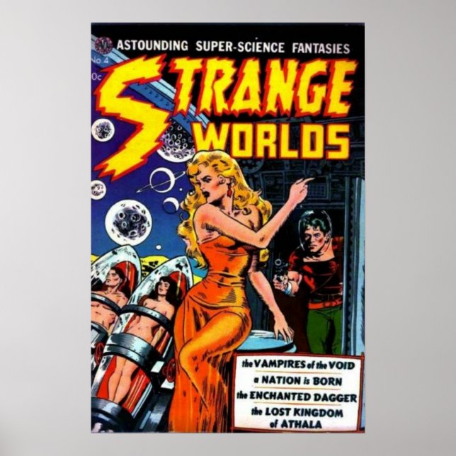 Strange Worlds - Astounding Super-Science Fantasy Poster (Front)
