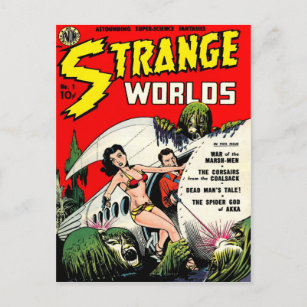 STRANGE WORLDS Cool Vintage Comic Book Cover Art Postcard