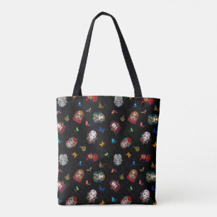 Strangeling Fairies and Flowers (black) Tote Bag