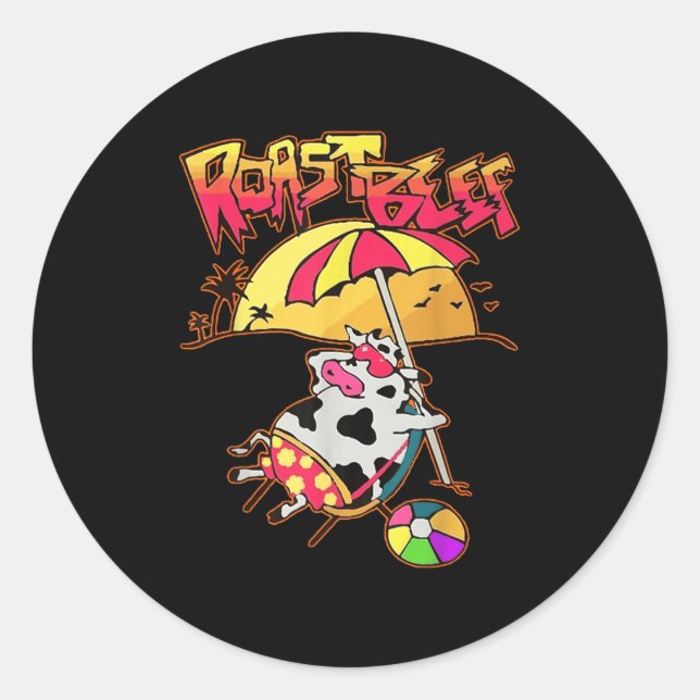 Stranger Dustin Love Roast Beef Beach Cow Tv Parod Classic Round Sticker (Front)