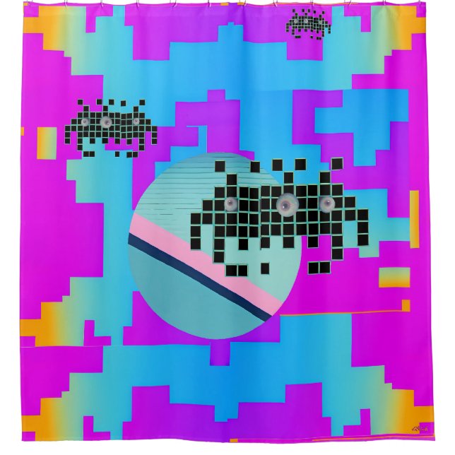 Stranger Space Zingers Shower Curtain (Front)