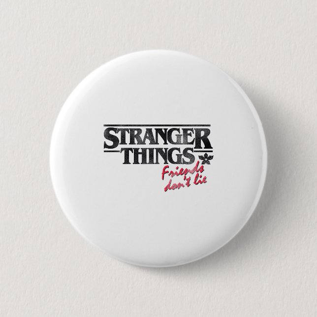 Stranger Things Friends Don't Lie Distressed Text  6 Cm Round Badge (Front)