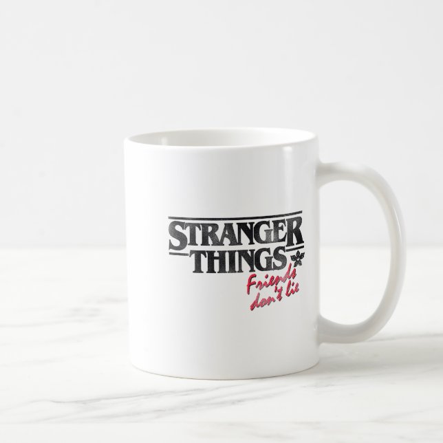 Stranger Things Friends Don't Lie Distressed Text  Coffee Mug (Right)