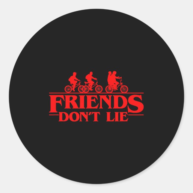 Stranger Things Group Shot Red Friends Don't Lie  Classic Round Sticker (Front)