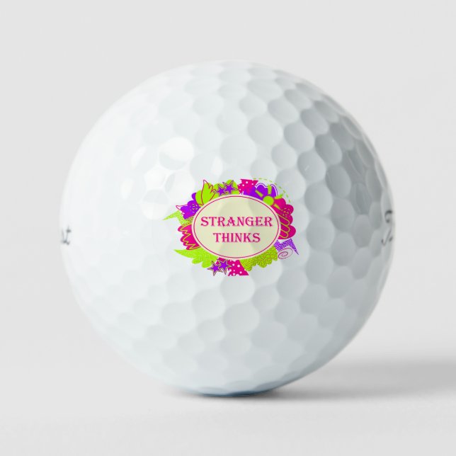 Stranger thinks quote in 80s tv show style golf balls (Front)