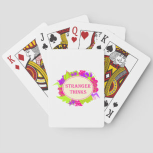 Stranger thinks quote in 80s tv show style playing cards