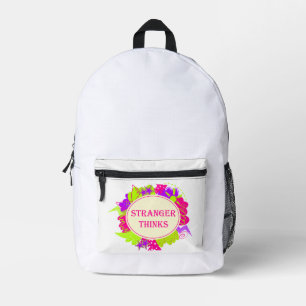 Stranger thinks quote in 80s tv show style printed backpack