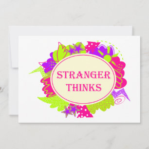 Stranger thinks quote in 80s tv show style thank you card