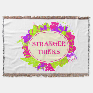 Stranger thinks quote in 80s tv show style throw blanket