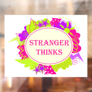 Stranger thinks quote in 80s tv show style window cling