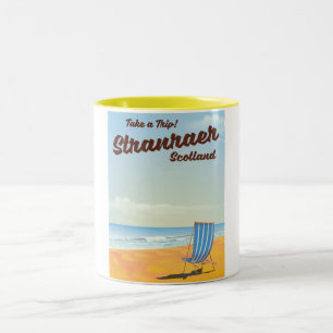 Stranraer Scotland vintage travel poster Two-Tone Coffee Mug