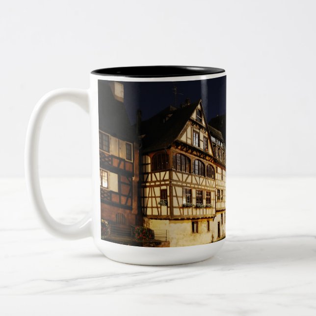 Strasbourg at night travel Two-Tone coffee mug (Left)
