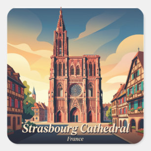 Strasbourg Cathedral France Square Sticker