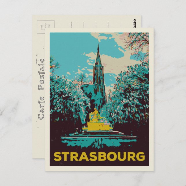 Strasbourg Cathedral illustration France Postcard (Front/Back)