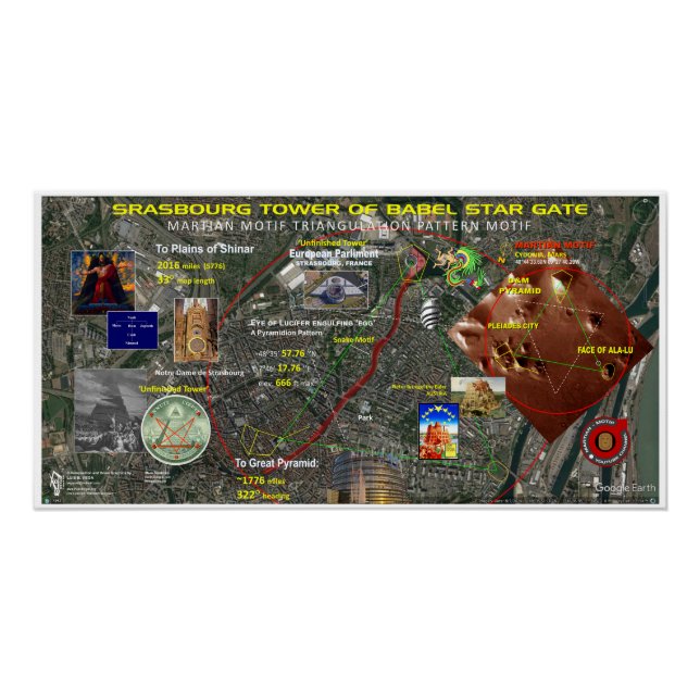 Strasbourg European Parliament Star Map Poster (Front)