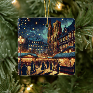 Strasbourg, France Christmas Market Ceramic Ornament