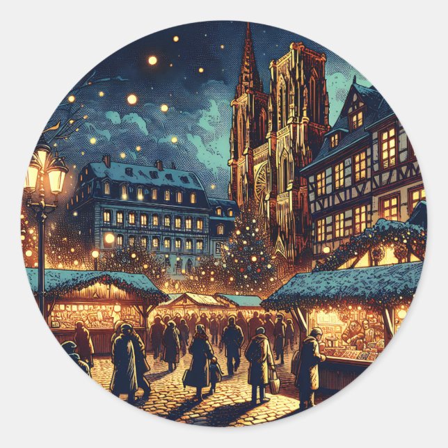 Strasbourg, France Christmas Market Classic Round Sticker (Front)