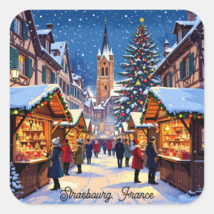 Strasbourg, France Christmas   Square Sticker