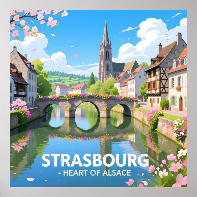 Strasbourg France Cityscape Art Print (Front)