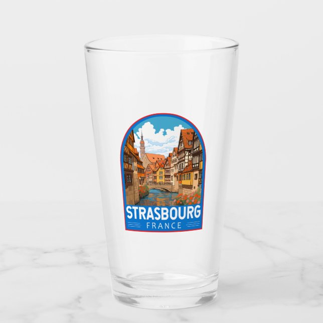Strasbourg France Travel Art Vintage Glass (Front)