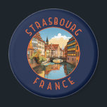 Strasbourg France Travel Art Vintage Magnet<br><div class="desc">Strasbourg retro vector travel design. Strasbourg is the capital city of the Grand Est region,  formerly Alsace,  in northeastern France.</div>