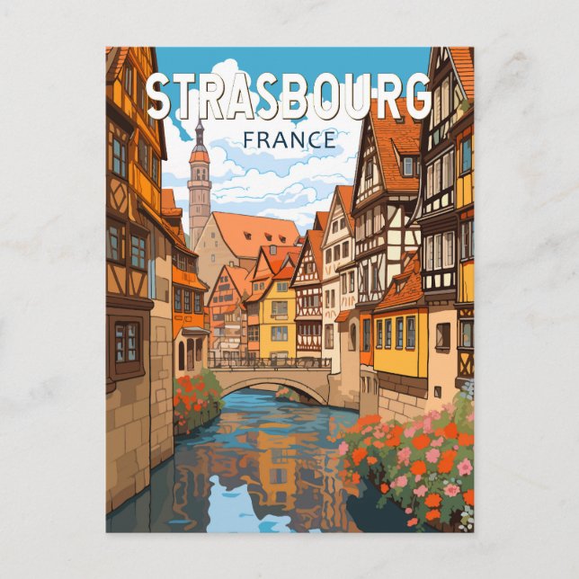 Strasbourg France Travel Art Vintage Postcard (Front)