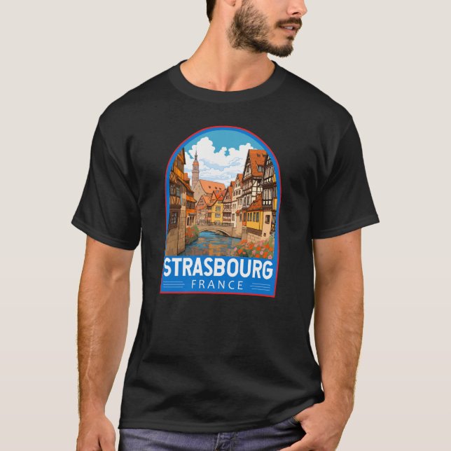 Strasbourg France Travel Art Vintage T-Shirt (Front)