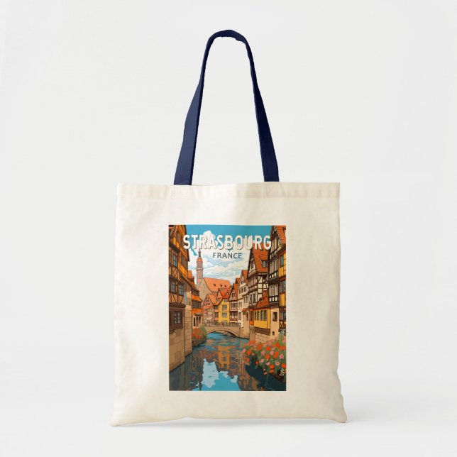 Strasbourg France Travel Art Vintage Tote Bag (Front)
