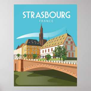 Strasbourg France vintage Travel Poster wall art
