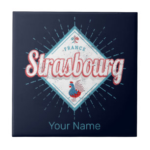 Strasbourg Grand Est France Retro Rooster Vintage Tile