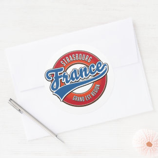 Strasbourg Grand Est region France Retro logo  Classic Round Sticker
