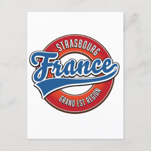 Strasbourg Grand Est region France Retro logo  Invitation Postcard