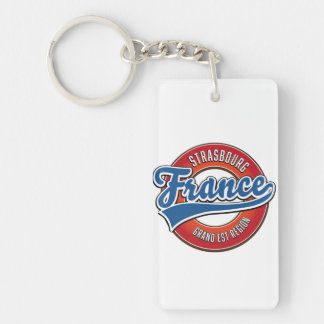 Strasbourg Grand Est region France Retro logo Key Ring