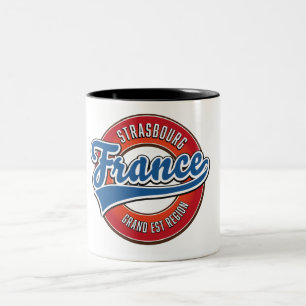 Strasbourg Grand Est region France Retro logo  Two-Tone Coffee Mug