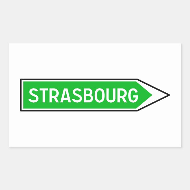 Strasbourg, Road Sign, France Rectangular Sticker (Front)