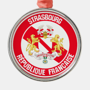 Strasbourg Round Emblem Metal Tree Decoration