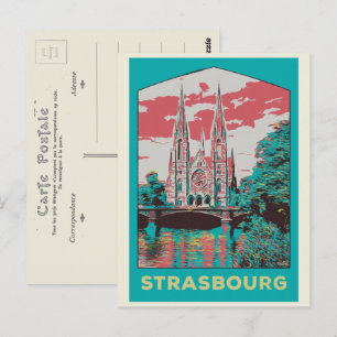 Strasbourg St Paul Church illustration France Post Postcard