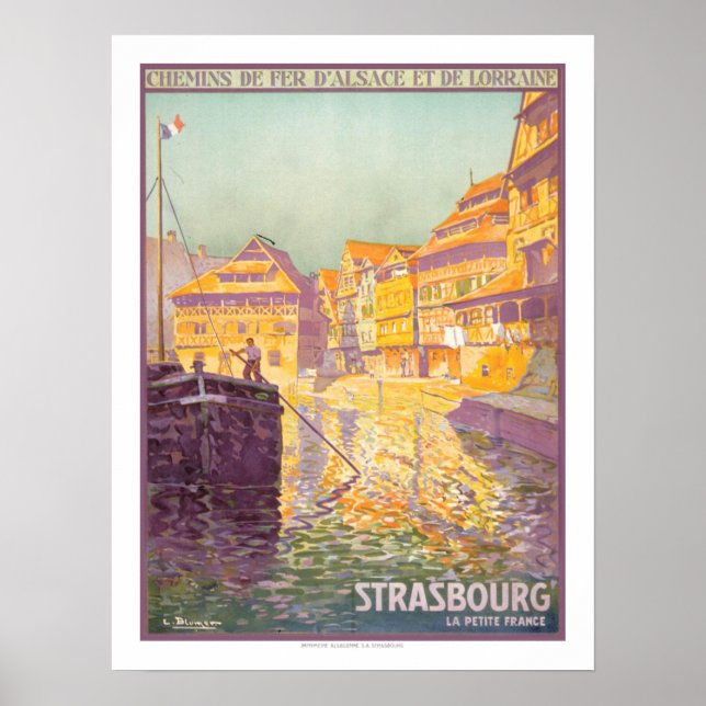 Strasbourg Vintage Travel Poster (Front)