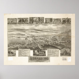 Strasburg Pennsylvania 1903 Antique Panoramic Map Poster