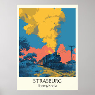 Strasburg Pennsylvania Vintage Steam Train Art Poster