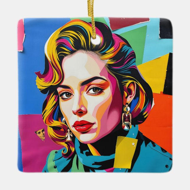 “Strasha” - Gloss Pop Collage Dream Ceramic Ornament (Front)