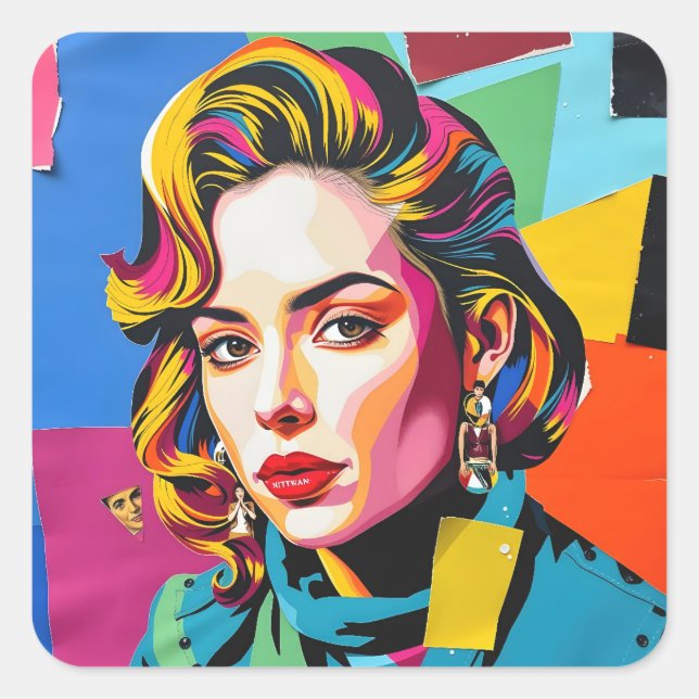 “Strasha” - Gloss Pop Collage Dream Square Sticker (Front)