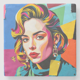 “Strasha” - Gloss Pop Collage Dream Stone Coaster